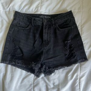 Black High Rise Jean Shorts